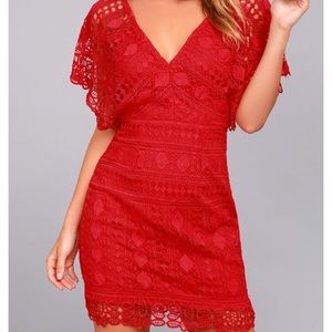 Lulu's Red Lace Dress